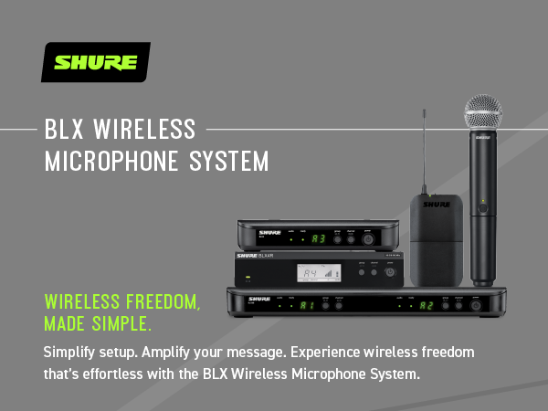 Buy Shure wireless microphone Dubai, Shure BLX24/SM58 price UAE, professional wireless mic Dubai, Shure authorized dealer UAE, digital wireless microphone Dubai, aDawliah electronics wireless gear, best wireless headset mic Dubai.